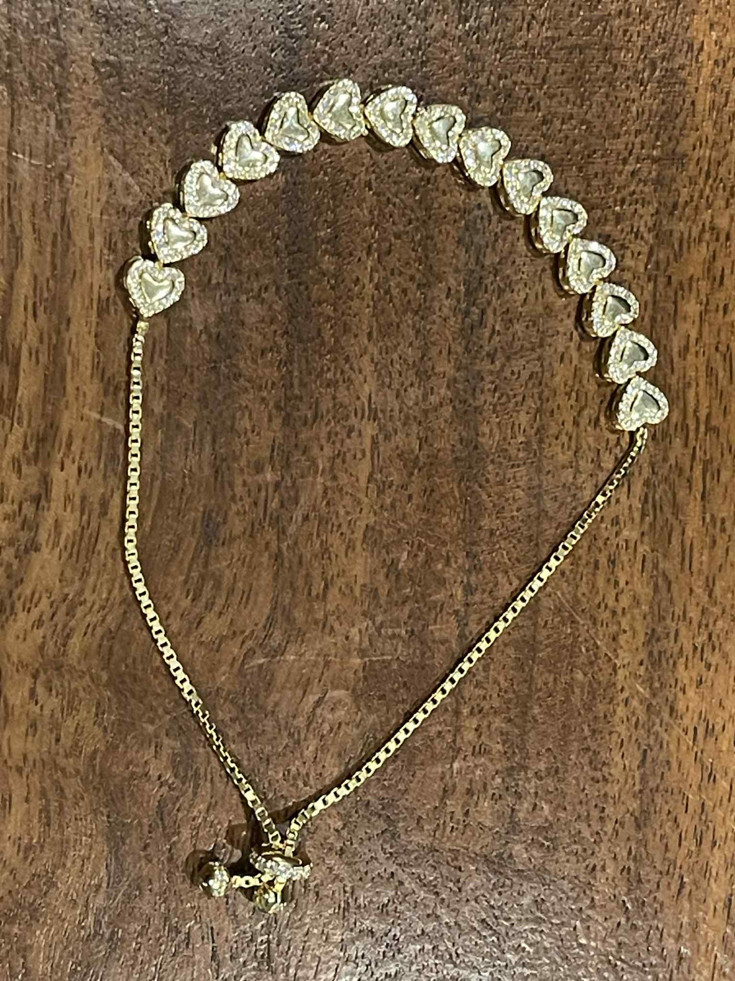 Sterling Silver Gold-Plated Heart Bracelet with Zirconia