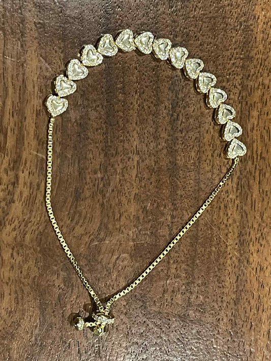 Sterling Silver Gold-Plated Heart Bracelet with Zirconia
