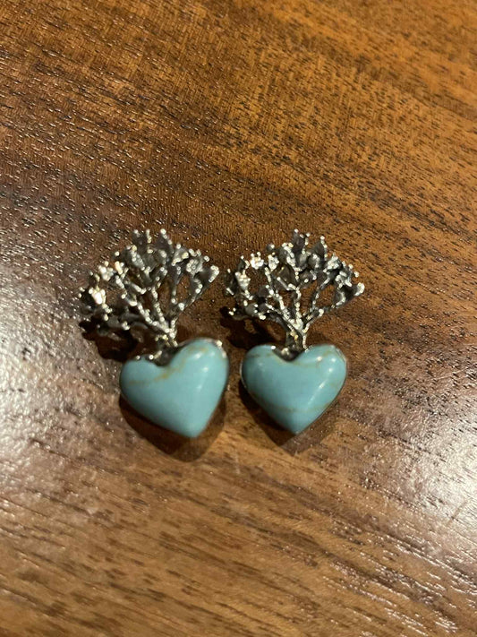 Frida Kahlo Inspired Earrings - Sagrado Corazón with Turquoise